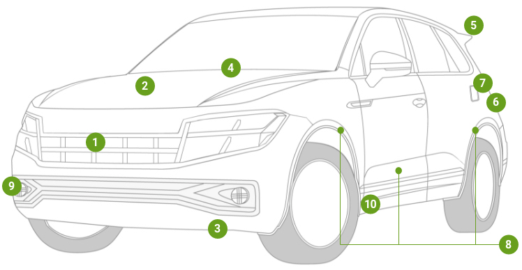 Figure: Exterior parts for four-wheeled vehicles