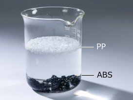 Image: Comparison of specific gravity between polypropylene and ABS