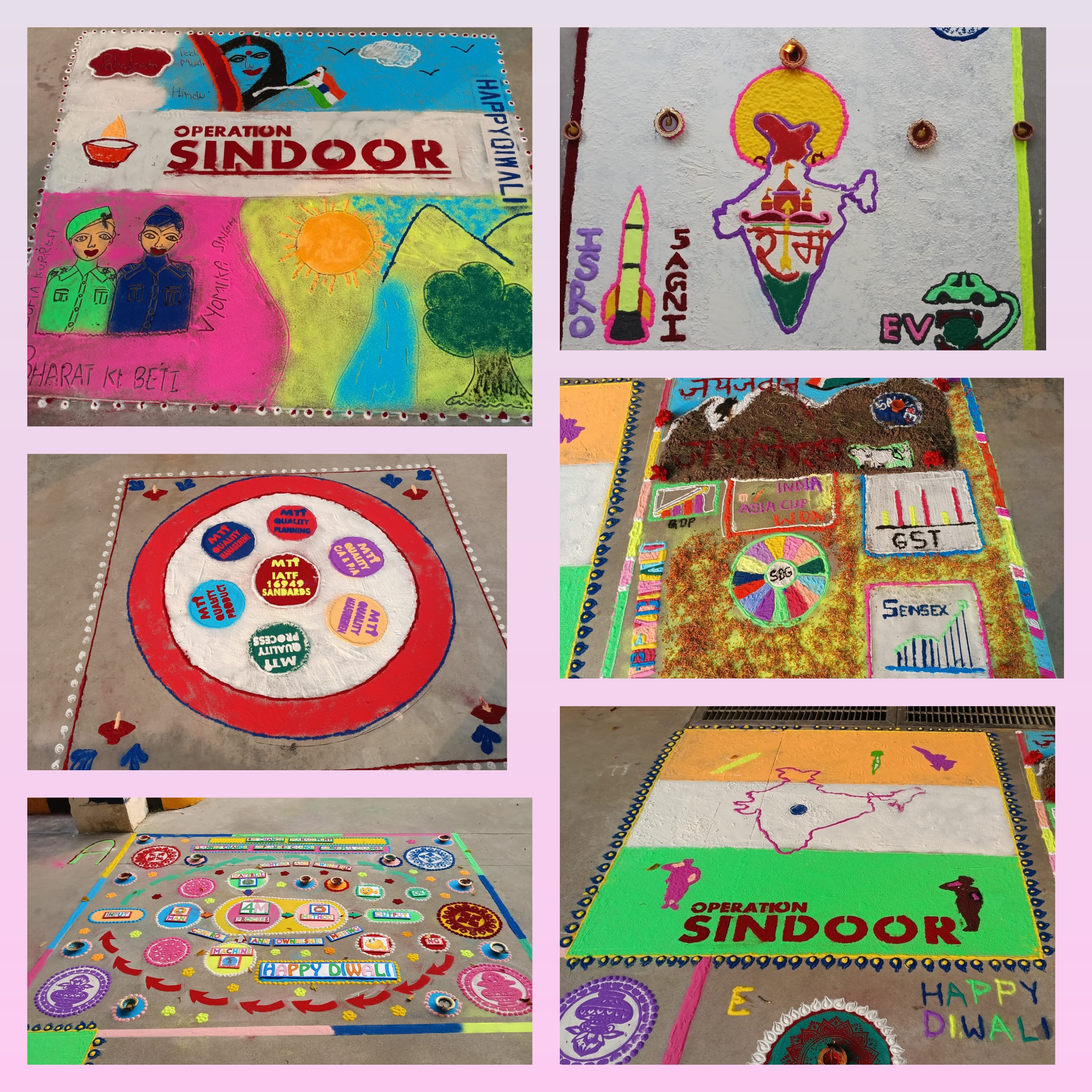 写真：インドの社員たちが制作したランゴリ(インドの伝統アート)の写真