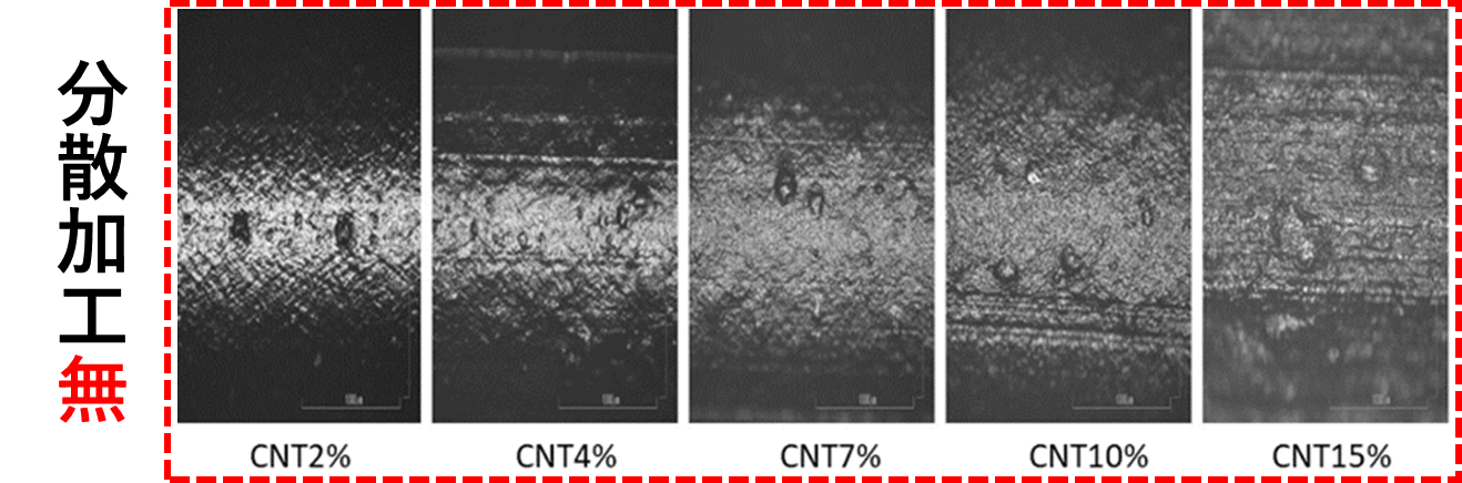写真：CNT MB/ペレット表面の顕微鏡写真