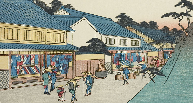 照片：江户时代广泛流通的蓝染